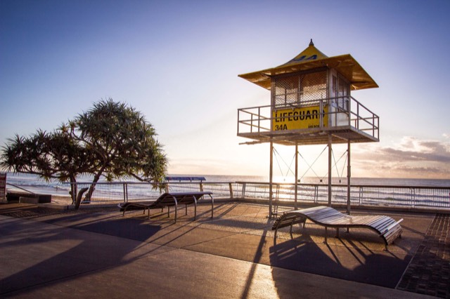 Gold Coast lifeguard tower at sunrise